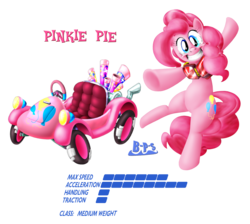 Size: 1929x1732 | Tagged: safe, artist:blue-paint-sea, pinkie pie, g4, kart stats, mario kart, parody, ponykart