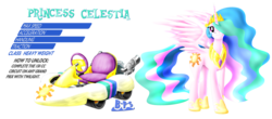 Size: 2677x1181 | Tagged: safe, artist:blue-paint-sea, princess celestia, g4, kart stats, mario kart, parody, ponykart