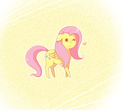 Size: 560x500 | Tagged: dead source, safe, artist:rosewhistle, fluttershy, pegasus, pony, g4, female, heart, mare, one eye closed, solo, wink