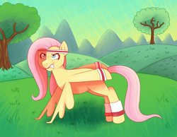 Size: 900x700 | Tagged: dead source, safe, artist:rosewhistle, fluttershy, pony, g4, female, push-ups, solo, wing hands, wing-ups, workout