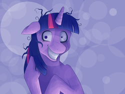 Size: 800x600 | Tagged: safe, artist:rosewhistle, twilight sparkle, pony, g4, crazy eyes, female, looking at you, solo, twilight snapple