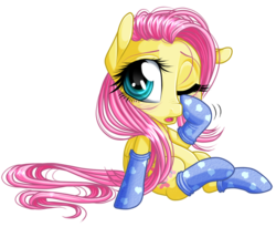 Size: 825x675 | Tagged: safe, artist:kittehkatbar, fluttershy, pony, g4, clothes, simple background, socks, solo, transparent background