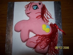 Size: 600x450 | Tagged: safe, artist:lynseyg2002, pinkie pie, g3, g4, cake, irl, kill it with fire, perfectly balanced as all things should be, photo, vulgar description, work this time