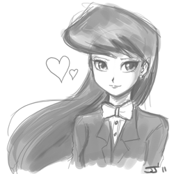 Size: 900x900 | Tagged: safe, artist:johnjoseco, octavia melody, human, g4, female, grayscale, heart, humanized, monochrome, solo