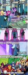 Size: 356x960 | Tagged: safe, applejack, pinkie pie, queen chrysalis, rarity, twilight sparkle, changeling, changeling queen, g4, ant-man, avengers, avengers: earth's mightiest heroes, black panther, captain america, comic, crossover, female, hawkeye, iron man, lowres, marvel, the incredible hulk, thor, wasp (marvel)