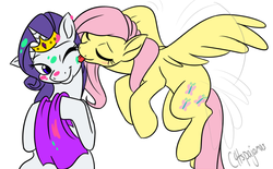 Size: 900x558 | Tagged: safe, artist:calicopikachu, fluttershy, rarity, g4, female, food, lesbian, licking, ship:flarity, shipping