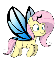 Size: 900x965 | Tagged: safe, artist:kloudmutt, fluttershy, butterfly, g4, flutterfly, pun, transformation