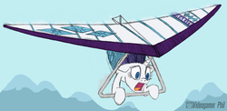 Size: 980x480 | Tagged: safe, artist:videogamer-phil, rarity, pony, g4, female, hang glider, hang gliding, solo