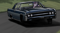 Size: 1000x564 | Tagged: safe, artist:sevoohypred, twilight sparkle, g4, car, drift, driving, lincoln (car), lincoln continental, pun, visual pun