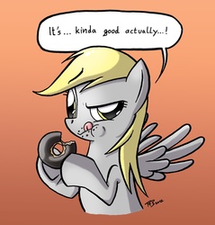 Size: 800x838 | Tagged: safe, artist:tobibrocki, derpy hooves, pegasus, pony, g4, donut, eating, female, mare, puffy cheeks