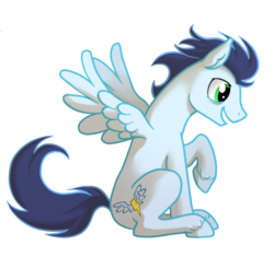 Size: 1280x1205 | Tagged: safe, artist:purmu, soarin', pegasus, pony, g4, cloven hooves, male, simple background, sitting, stallion, transparent background