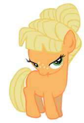 Size: 281x412 | Tagged: safe, artist:thedandmom, applejack, earth pony, pony, g4, alternate hairstyle, female, filly, orangejack, simple background, solo