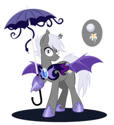 Size: 917x1000 | Tagged: dead source, safe, artist:deeptriviality, oc, oc only, bat pony, pony, cutie mark, duo, hoof hold, hoof shoes, night guard, simple background, spread wings, transparent background, umbrella, wings