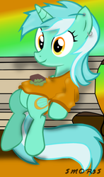 Size: 684x1166 | Tagged: safe, artist:smor3s, lyra heartstrings, pony, g4, duo, klondike bar, sitting, sitting lyra