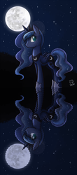 Size: 800x1825 | Tagged: safe, artist:cainescroll, princess luna, alicorn, pony, g4, female, full moon, mare, moon, night, reflection, sky, solo, starry night, stars