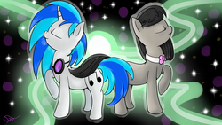 Size: 1300x731 | Tagged: safe, artist:twilightsquare, dj pon-3, octavia melody, vinyl scratch, g4