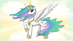 Size: 1920x1080 | Tagged: safe, artist:xcopyen002, princess celestia, alicorn, pony, g4, female, mare, solo