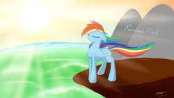 Size: 1920x1080 | Tagged: dead source, safe, artist:xcopyen002, rainbow dash, pegasus, pony, g4, eyes closed, female, mare, solo