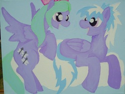 Size: 3021x2284 | Tagged: safe, artist:deshera, cloudchaser, flitter, pony, g4, canvas, duo, high res, painting