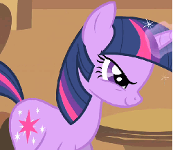 Size: 592x516 | Tagged: safe, screencap, twilight sparkle, pony, unicorn, a bird in the hoof, g4, season 1, >:), animated, evil grin, female, glowing horn, grin, horn, magic, mare, ominous, pure unfiltered evil, rapeface, smiling, smirk, solo, unicorn twilight