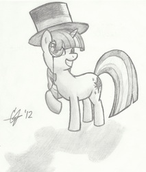 Size: 2408x2824 | Tagged: safe, artist:kingpivot001, twilight sparkle, pony, g4, female, hat, high res, monocle, solo, top hat, traditional art