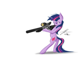 Size: 2500x2000 | Tagged: safe, artist:wreky, twilight sparkle, pony, g4, duo, gun, high res, parody, rifle, sniper, sniper (tf2), team fortress 2, twilight sniper, weapon