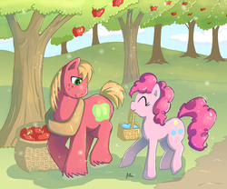 Size: 600x498 | Tagged: safe, artist:butterscotch25, big macintosh, pinkie pie, earth pony, pony, g4, basket, male, ship:pinkiemac, shipping, stallion, straight