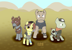 Size: 1152x802 | Tagged: safe, artist:phallen1, borderlands, brick, duckface, lilith (borderlands), mordecai (borderlands), ponified, roland