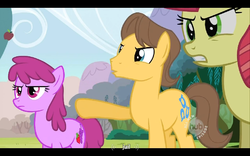 Size: 768x480 | Tagged: safe, screencap, berry punch, berryshine, candy twirl, caramel, g4, the super speedy cider squeezy 6000, youtube caption