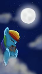 Size: 436x760 | Tagged: dead source, safe, artist:twilightspc, rainbow dash, smarty pants, fanfic:dream of me, g4, cloud, cloudy, crying, explicit source, fanfic, fanfic art, fanfic cover, female, lesbian, moon, night, night sky, sad, ship:twidash, shipping, sky