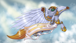 Size: 1920x1080 | Tagged: safe, artist:hollowzero, cloud, cloudy, megami tensei, metatron, ponified, shin megami tensei