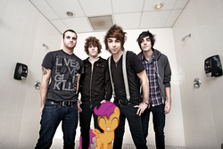 Size: 1500x1000 | Tagged: safe, artist:supernatural90, scootaloo, human, g4, alex gaskarth, all time low, band, irl, irl human, jack barakat, photo, rian dawson, zack merrick