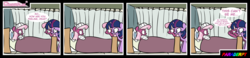 Size: 4300x1000 | Tagged: dead source, safe, artist:slitherpon, cheerilee, twilight sparkle, earth pony, pony, g4, 80s, 80s cheerilee, bandage, cheerilee squared, comic, hospital, self paradox, self ponidox