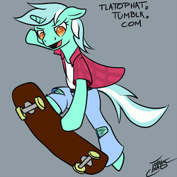 Size: 1000x1000 | Tagged: safe, artist:tlatophat, lyra heartstrings, g4, '90s, clothes, skateboard