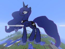 Size: 960x721 | Tagged: safe, artist:blackguardspork, princess luna, alicorn, pony, g4, female, game screencap, mare, minecraft, minecraft pixel art, pixel art, raised hoof, solo