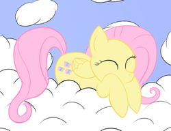 Size: 750x575 | Tagged: safe, artist:hip-indeed, fluttershy, g4, cloud, cloudy, sleeping