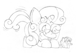 Size: 700x492 | Tagged: safe, artist:turag, rarity, sweetie belle, pig pony, g4, wat
