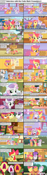 Size: 1282x4732 | Tagged: safe, apple bloom, applejack, scootaloo, sweetie belle, comic:celestia's servant interview, g4, caption, comic, cutie mark crusaders, hilarious in hindsight, interview