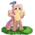 Size: 674x674 | Tagged: safe, artist:mazepony, fluttershy, bird, pegasus, pony, g4, female, flower, grass, looking up, mare, simple background, smiling, solo, transparent background