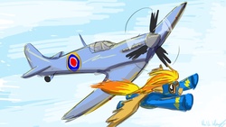 Size: 1600x900 | Tagged: safe, artist:zeeclaw, spitfire, g4, fighter, namesake, plane, pun, supermarine spitfire