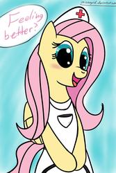 Size: 667x1000 | Tagged: safe, artist:microgrid, fluttershy, pegasus, pony, g4, female, nurse, solo