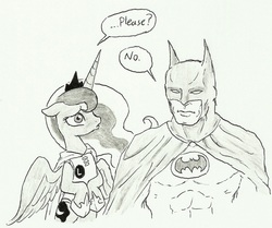 Size: 960x803 | Tagged: safe, artist:joelashimself, princess luna, g4, batman, crossover, monochrome