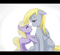 Size: 1700x1540 | Tagged: safe, artist:ninja-8004, derpy hooves, dinky hooves, pegasus, pony, g4, crying, duo, equestria's best daughter, equestria's best mother, female, mare, mother and daughter