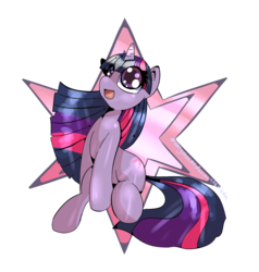 Size: 1280x1344 | Tagged: safe, artist:monythecat, twilight sparkle, pony, unicorn, g4, cute, cutie mark background, female, mare, open mouth, simple background, sitting, solo, transparent background, twiabetes, unicorn twilight