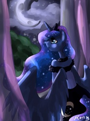 Size: 1000x1346 | Tagged: safe, artist:monythecat, princess luna, pony, g4, crescent moon, female, solo