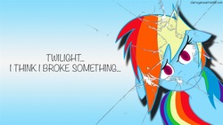 Size: 1920x1080 | Tagged: dead source, safe, artist:clair, rainbow dash, g4, blind dash, fourth wall, wallpaper