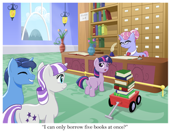 Size: 2000x1533 | Tagged: safe, artist:muffinshire, night light, twilight sparkle, twilight velvet, pony, unicorn, g4, adorkable, book, cute, dork, female, filly, filly twilight sparkle, foal, glasses, library, muffinshire is trying to murder us, nightabetes, twiabetes, unicorn twilight, velvetbetes, younger