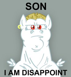 Size: 573x623 | Tagged: safe, artist:songoharotto, bulk biceps, pony, g4, disappoint, frown, glare, i am disappoint, image macro, male, meme, parody, solo, son i am disappoint