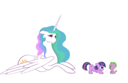 Size: 4113x2660 | Tagged: safe, artist:howlingwind14, princess celestia, spike, twilight sparkle, alicorn, dragon, pony, unicorn, g4, baby, female, filly, male, mare, simple background, transparent background, unicorn twilight