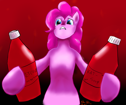 Size: 3631x3019 | Tagged: safe, artist:bewegungslos, pinkie pie, earth pony, pony, g4, duo, high res, ketchup, newbie artist training grounds